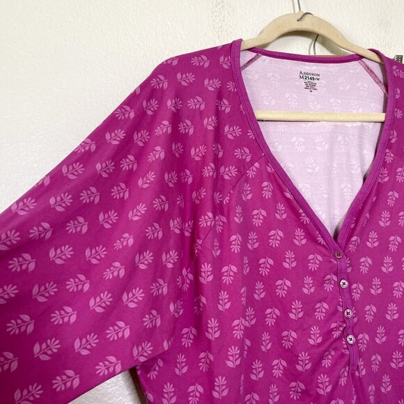 Addison Meadow Pajama Set 3X Whisper Knit Henley Pants Floral Pink Pockets NWOT - Picture 4 of 14